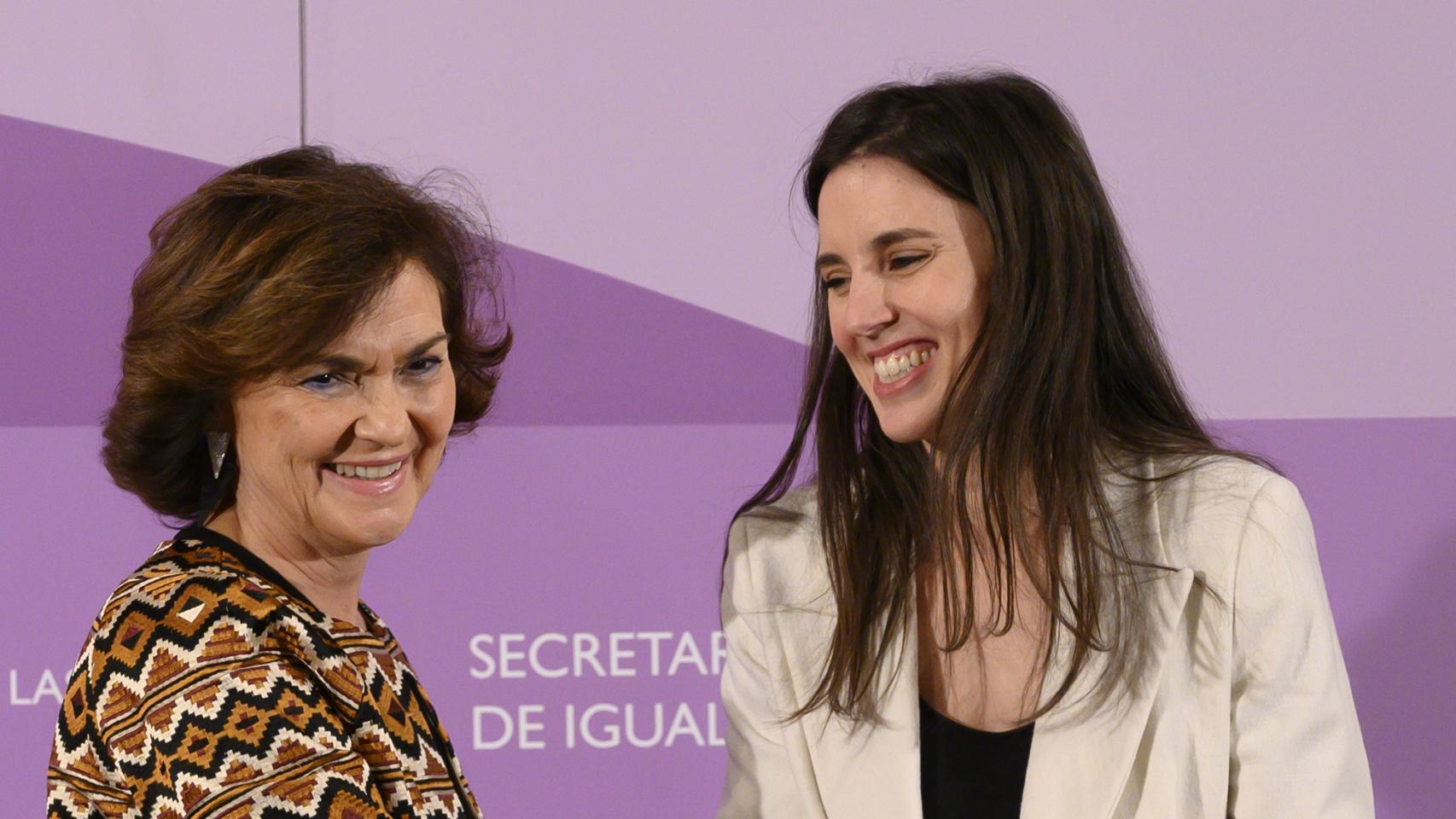 Carmen Calvo e Irene Montero.