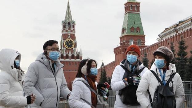 Turistas en Moscú.