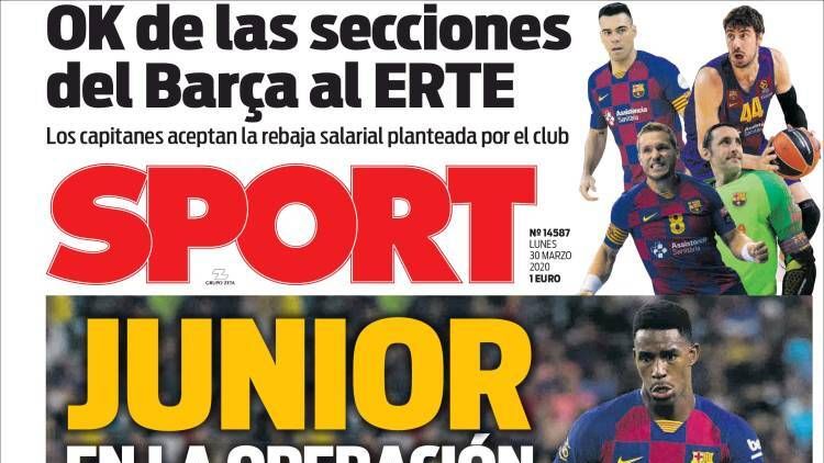 La portada del diario SPORT (30/03/2020)