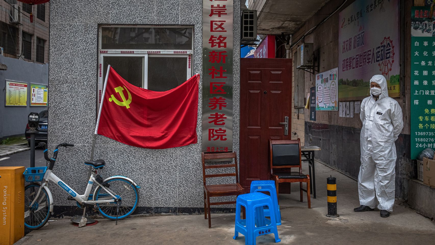 Entrada a un complejo residencial en la ciudad de Wuhan.