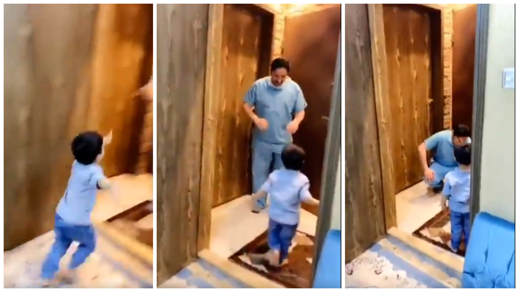 El sanitario que teme estar contagiado y evita abrazar a su hijo.