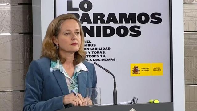 Nadia Calviño durante el Consejo de Ministros.