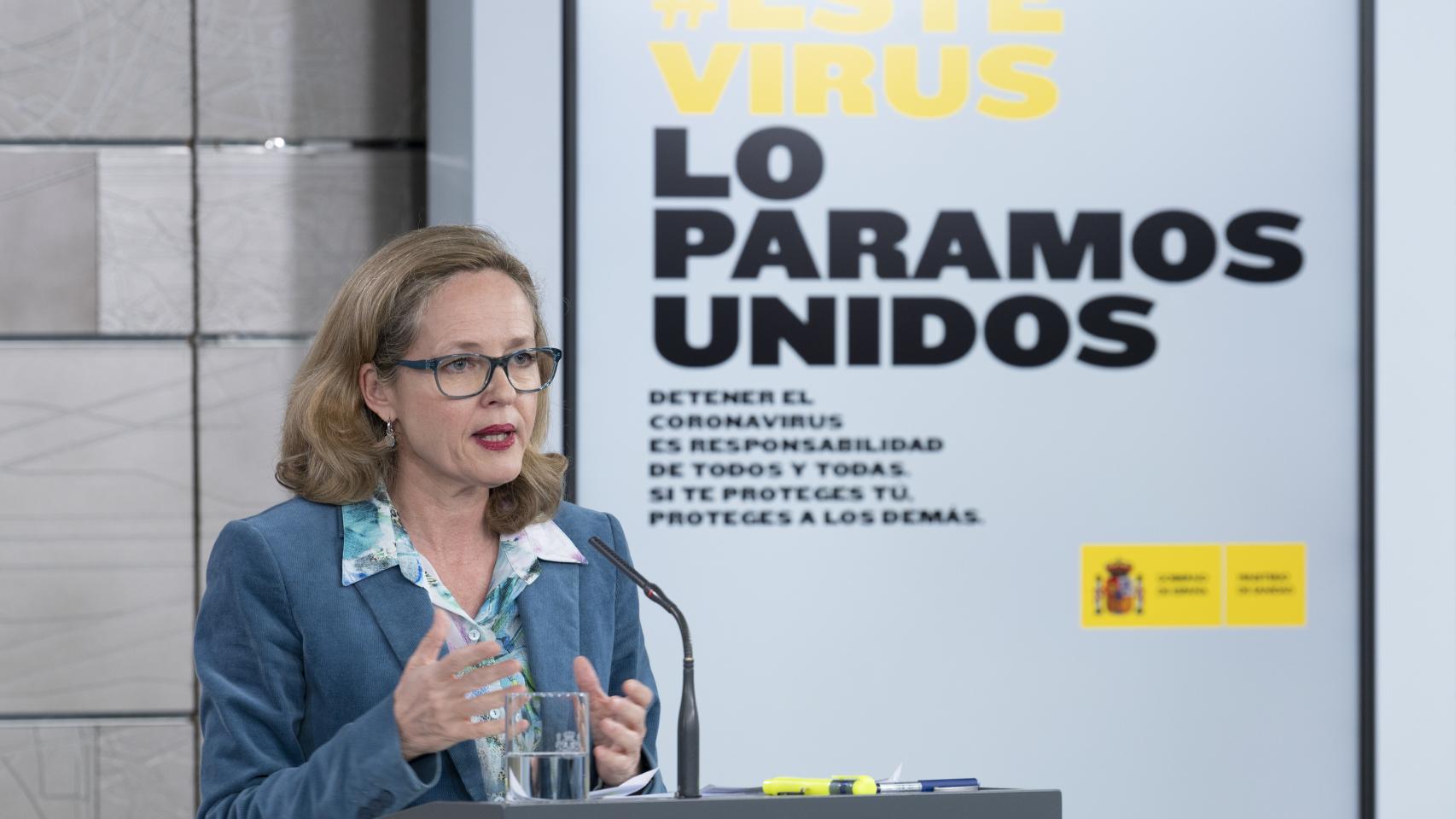 Nadia Calviño, durante una rueda de prensa tras el Consejo de Ministros.