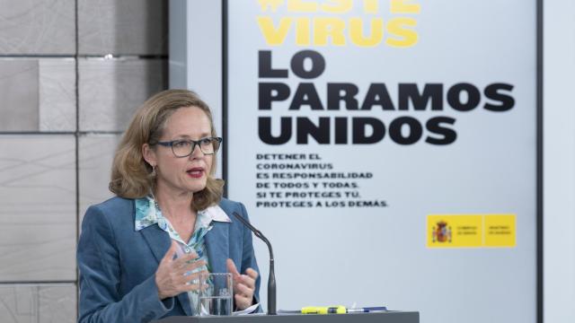 Nadia Calviño, durante la rueda de prensa del Consejo de Ministros ( Pool Moncloa/Borja Puig de la Bellacasa).