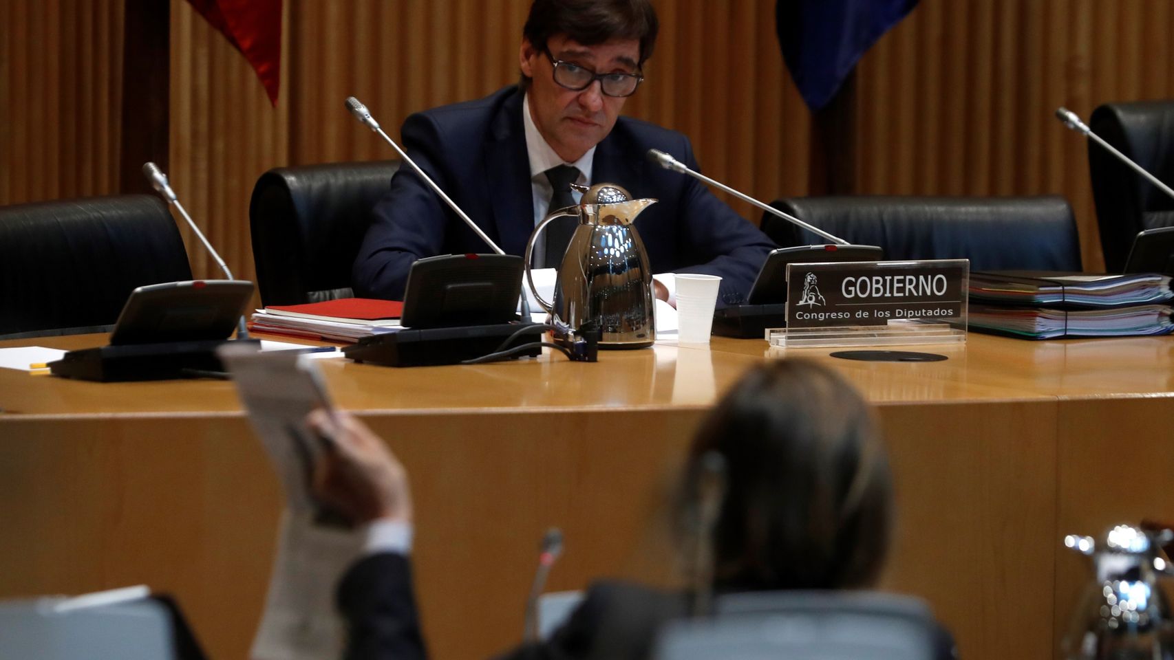 El ministro de Sanidad, Salvador Illa, ante la Comisión de Sanidad este jueves.