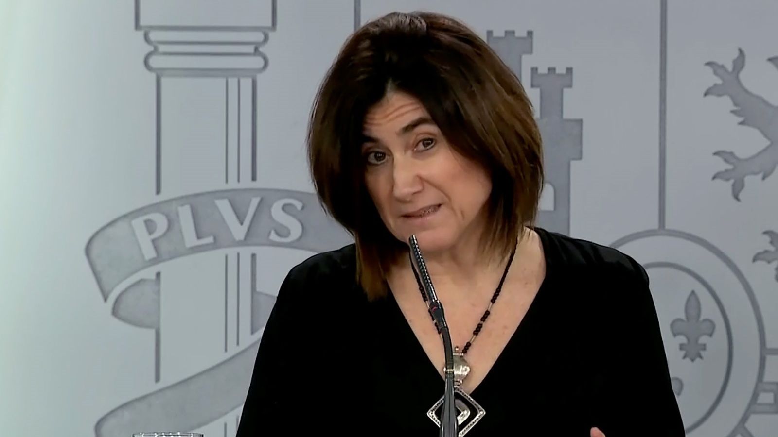 María José Sierra, durante la rueda de prensa ofrecida este domingo en Moncloa.