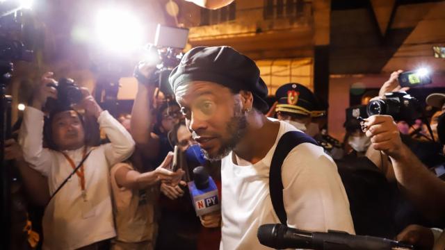 Ronaldinho, en su llegada al Hotel Palmaroga
