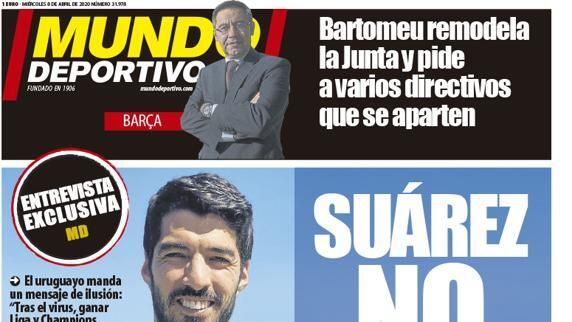 La portada del diario Mundo Deportivo (08/04/2020)