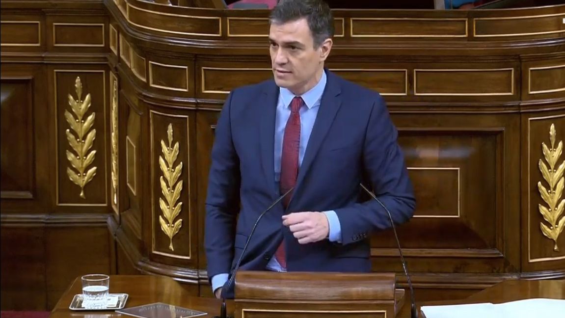 Pedro Sánchez, durante las réplicas a los grupos en el pleno de la segunda prórroga del estado de alarma.