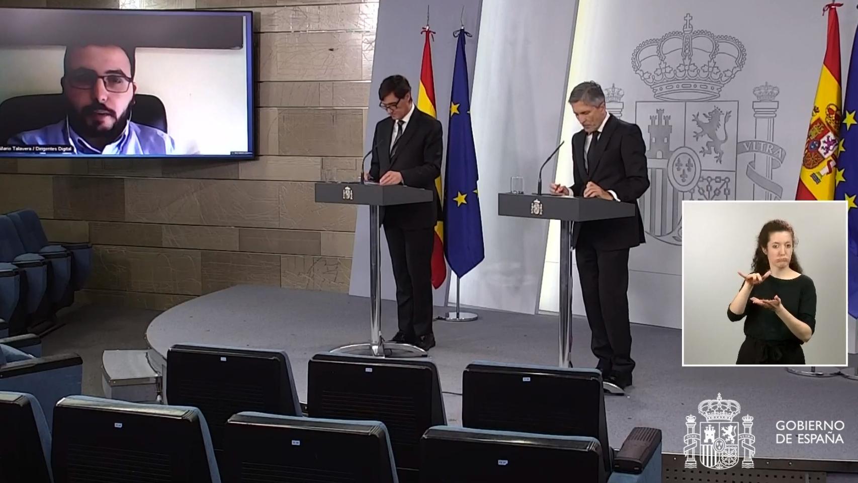 Salvador Illa y Fernando Grande-Marlaska, en rueda de prensa.