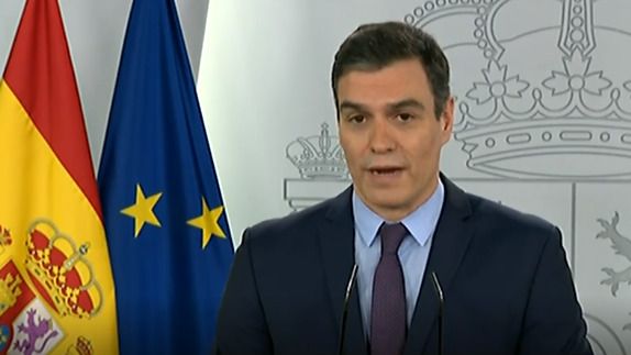 El presidente del Gobierno, Pedro Sánchez, durante su comparecencia.