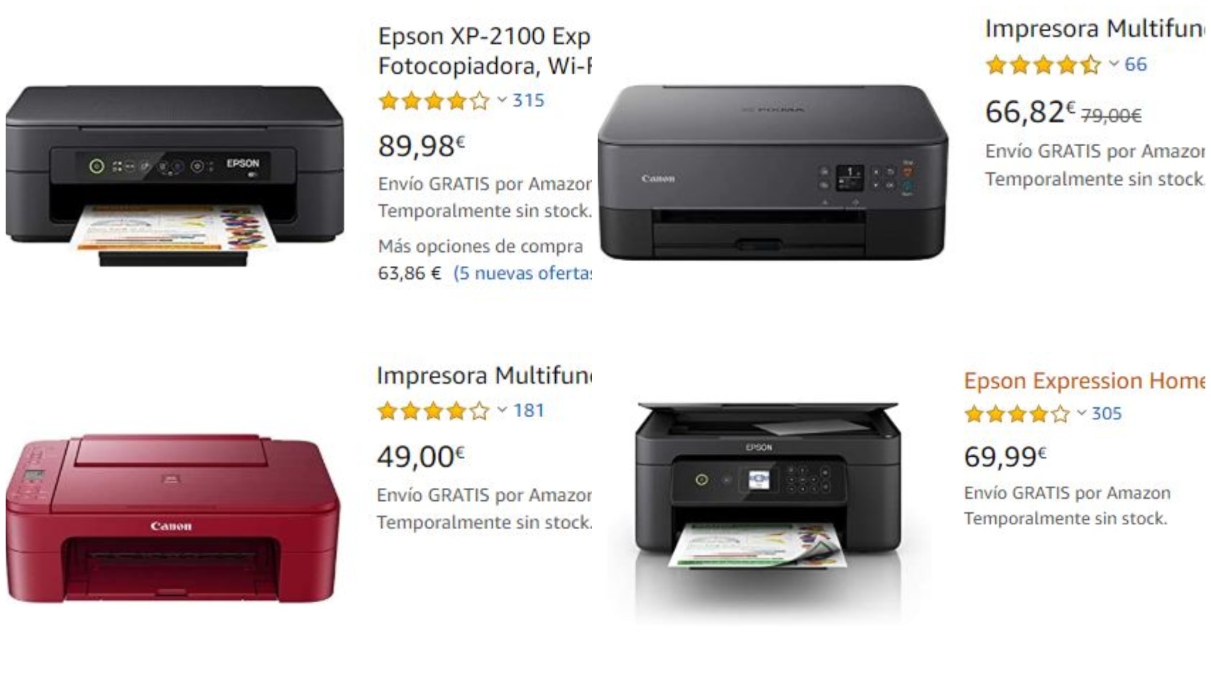 Impresoras agotadas.