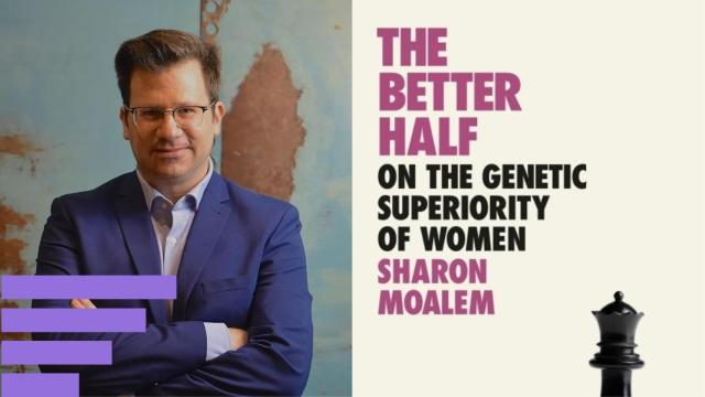 Sharon Moalem y la portada del libro 'The best half'.