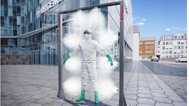 Render del arco de desinfección que Istobal ha fabricado para EPIs.