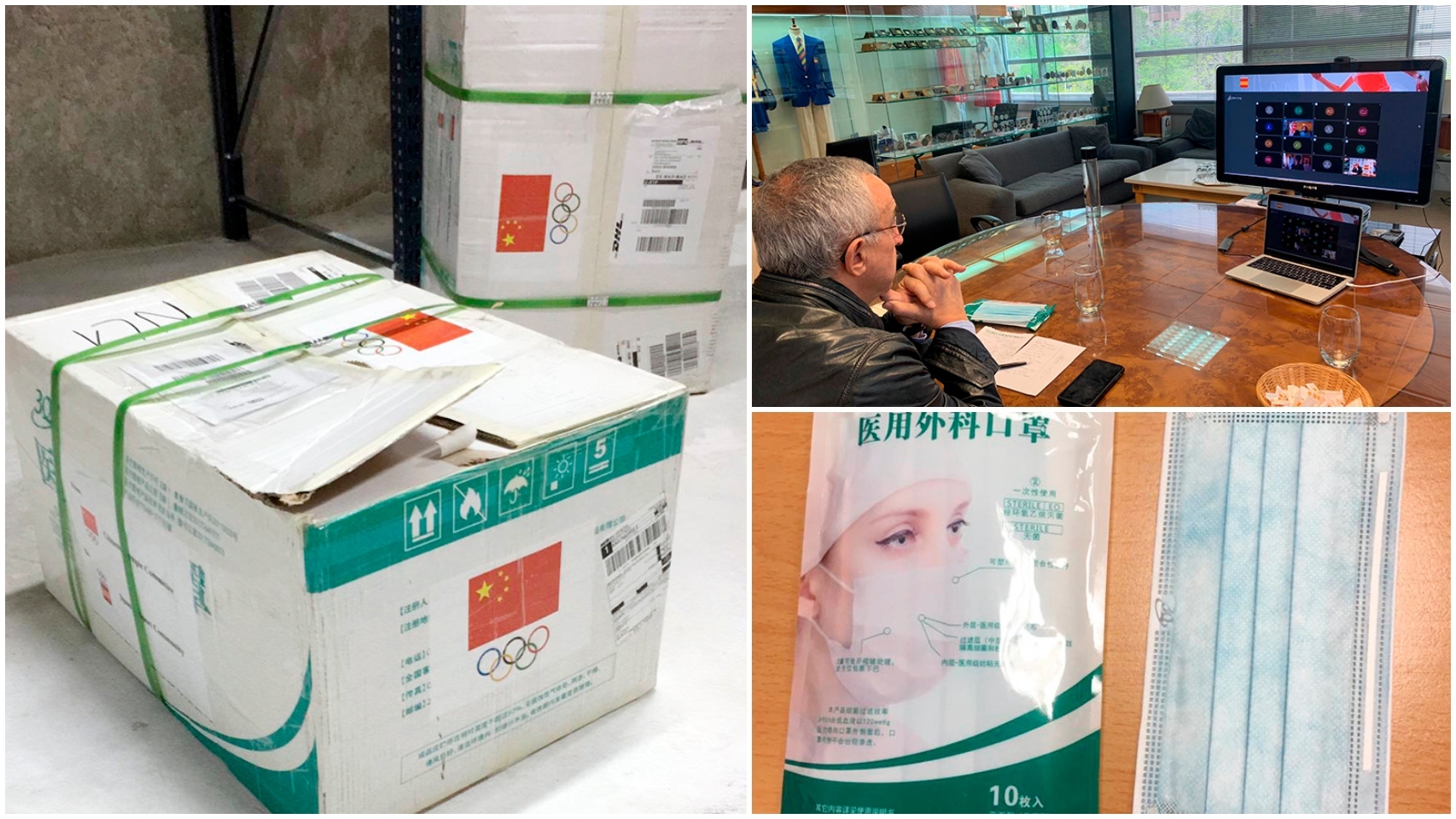 Alejandro Blanco y las mascarillas donadas por el Comité Olímpico Chino