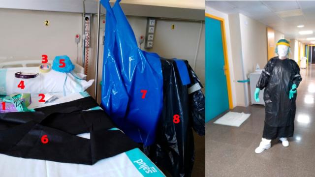 Los equipos de pseudoprotección con los que se trabaja en el Hospital Ernest Lluch (Calatayud).