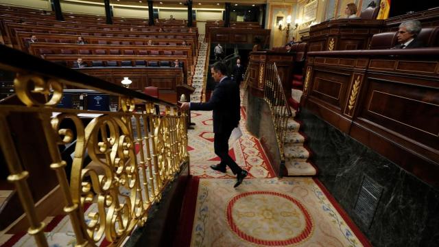 Pedro Sánchez, tras una de sus intervenciones en el Congreso de los Diputados.