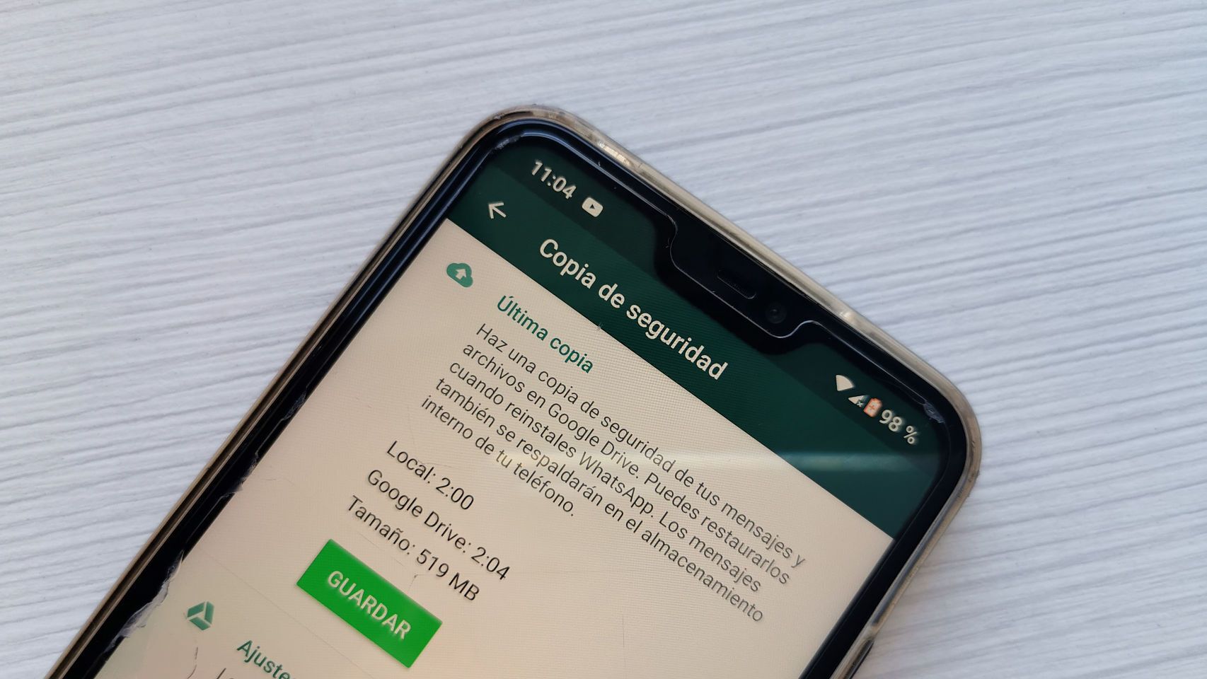 Copia de seguridad de WhatsApp en un Android.