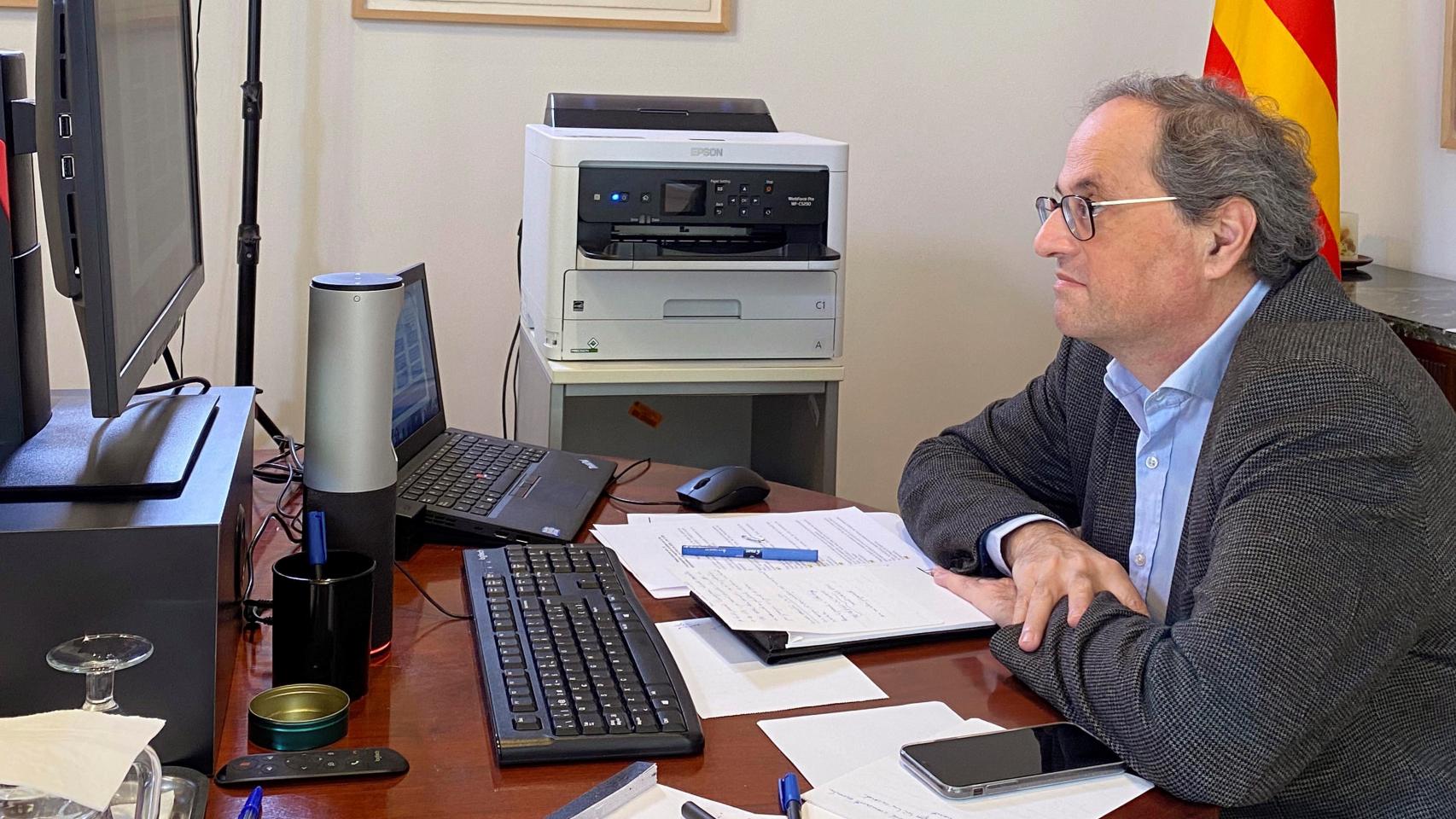 Quim Torra, durante un Consejo Ejecutivo telemático.