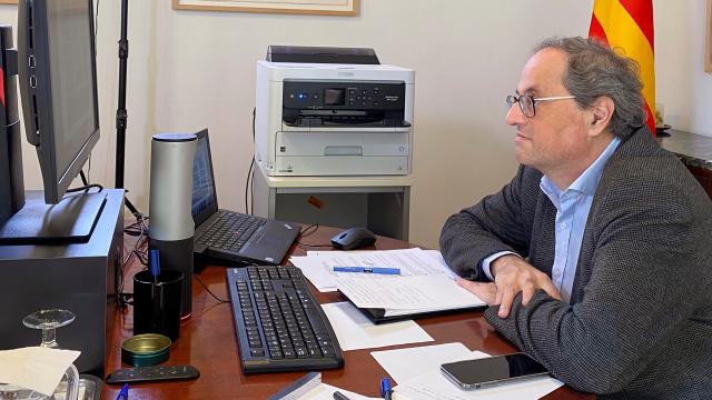 Quim Torra, durante un Consejo Ejecutivo telemático.
