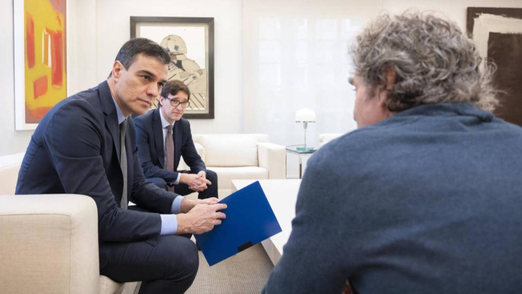 Salvdor Illa y Fernando Simón entregan este domingo a Pedro Sánchez un informe sobre la estrategia de transición antes de la reunión con las CCAA. Foto: Moncloa