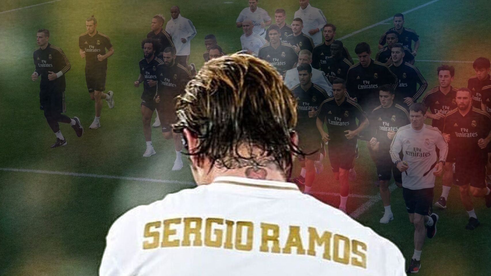 Sergio Ramos y sus compañeros durante un entrenamiento