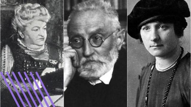 Emilia Pardo Bazán, Unamuno y Margarita Xirgu.