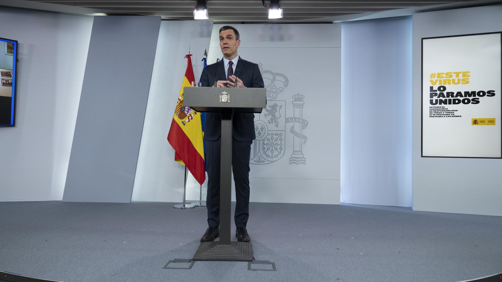 Comparecencia del presidente del Gobierno, Pedro Sánchez, en La Moncloa.