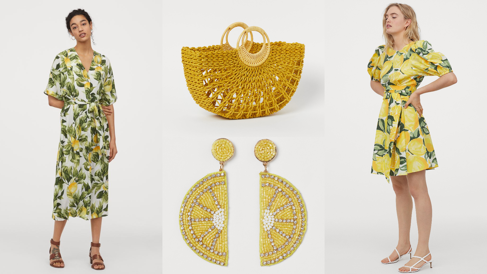 Montaje de JALEOS con algunos de los productos de H&M donde el limón es el protagonista.