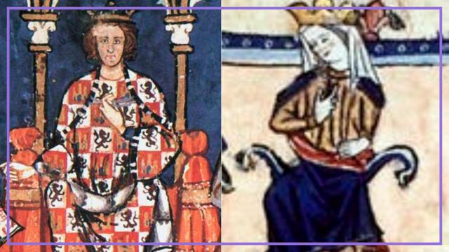 Retratos de Alfonso X y Violante de Aragón.