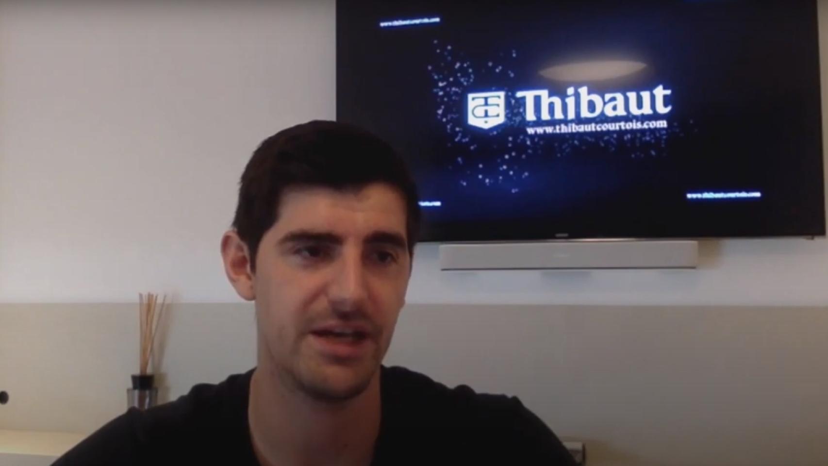 Thibaut Courtois, durante la entrevista con la televisión nacional de Bélgica