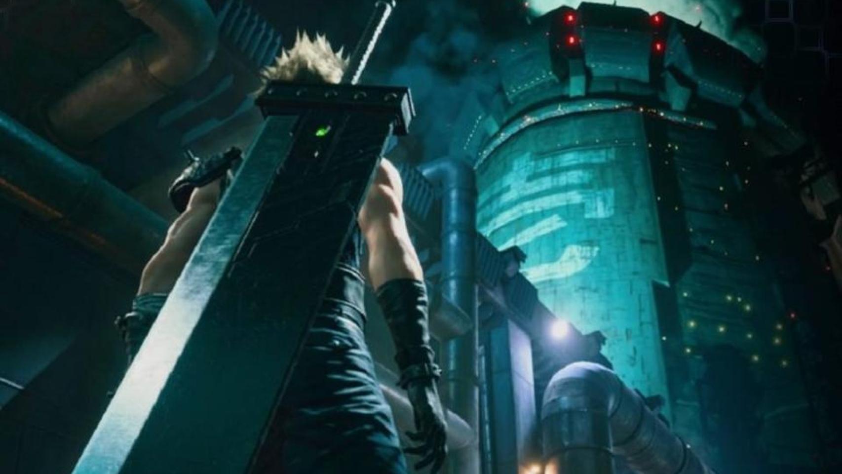 Cloud Strife y su espada frente a la corporación  Shinra