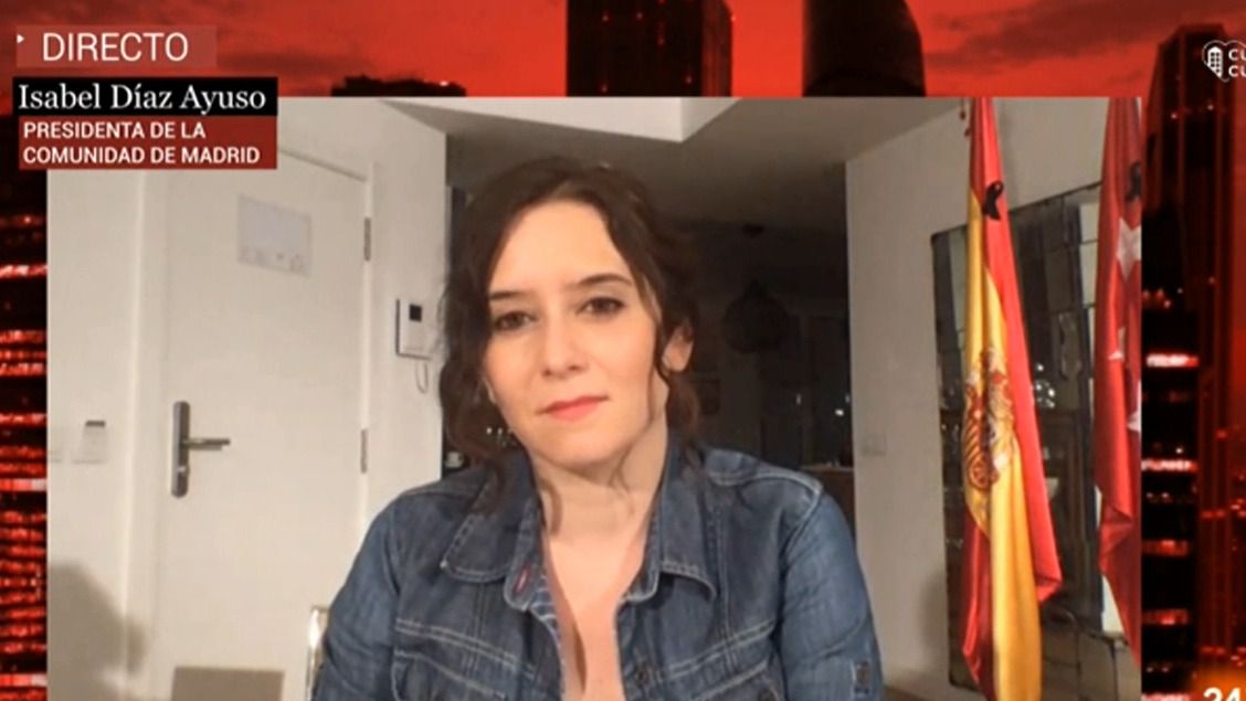 Isabel Díaz Ayuso en su entrevista a 'La Noche en 24 Horas'.