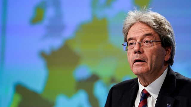 El comisario de Asuntos Económicos, Paolo Gentiloni, en una rueda de prensa