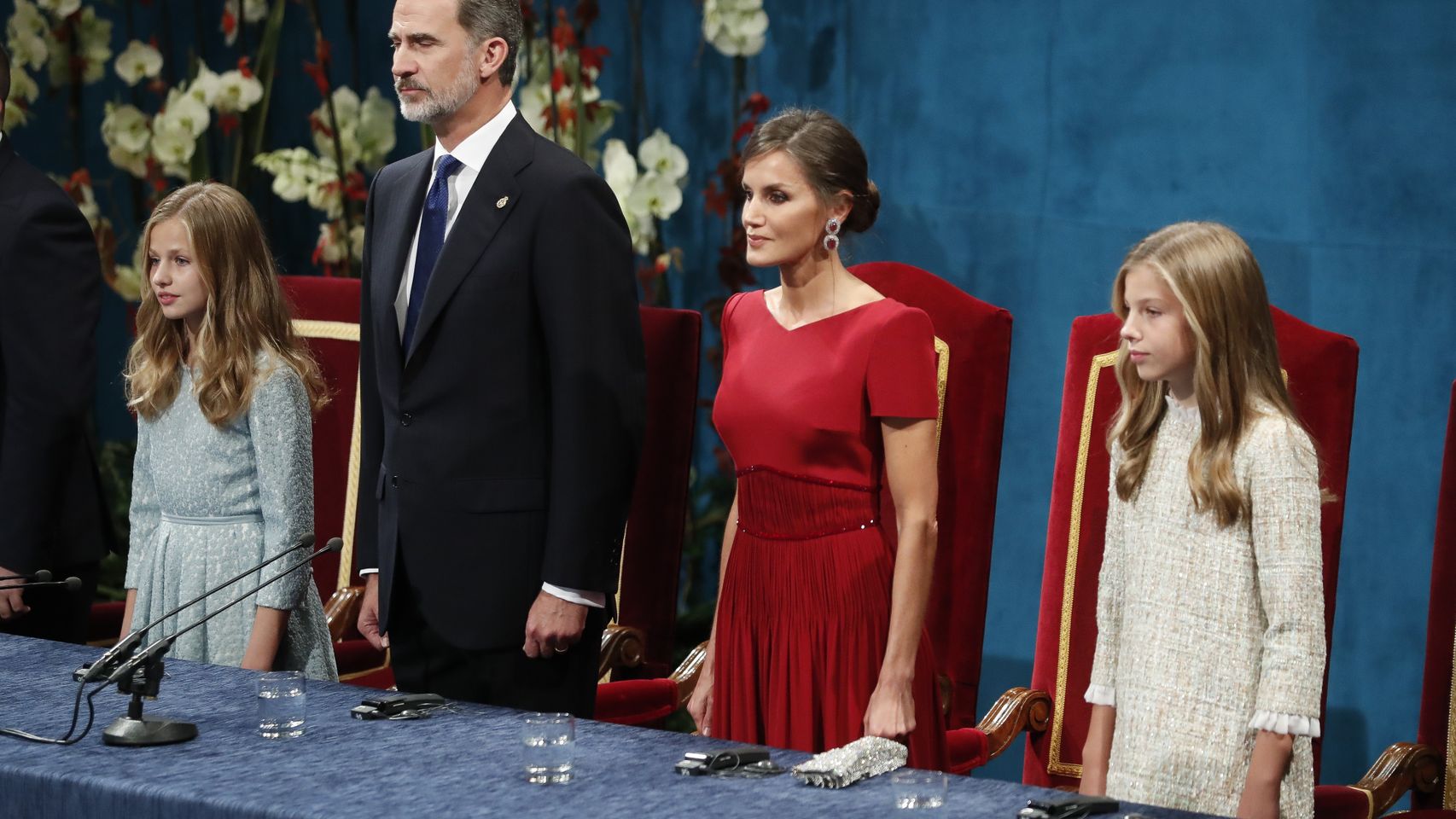 La princesa Leonor, el rey Felipe VI, la reina Letizia y la infanta Sofía en los Premios Princesa de Asturias 2019.