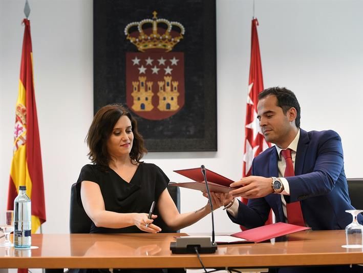 La presidenta de Madrid, Isabel Díaz Ayuso, y su vicepresidente Ignacio Aguado.
