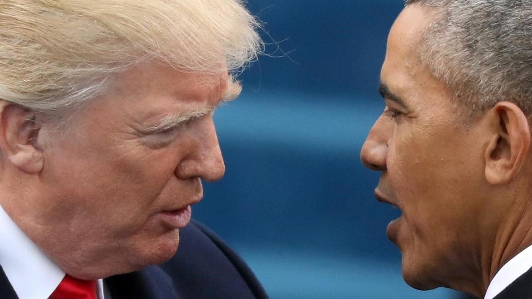 Barack Obama y Donald Trump, durante la toma del posesión del segundo, el 20 de enero de 2017.