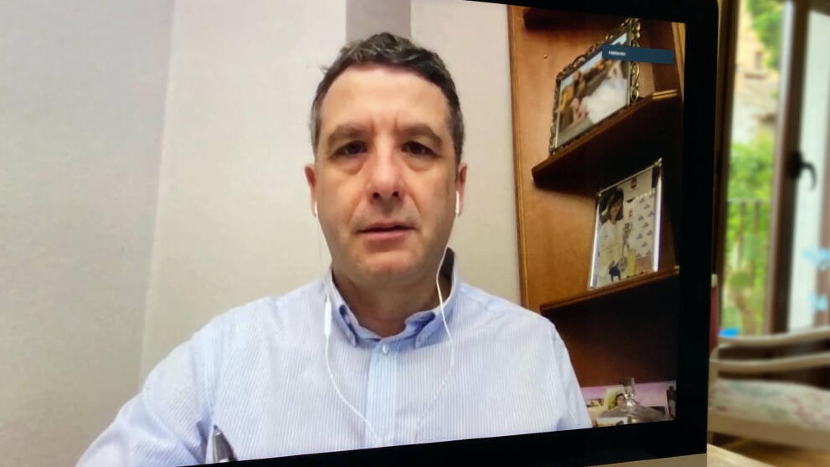 Esteban Paños durante la rueda de prensa telemática que ha ofrecido este lunes