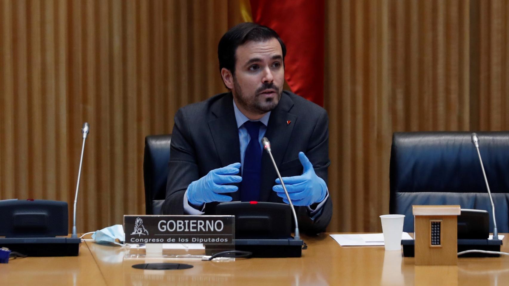 Alberto Garzón, ministro de Consumo, en el Congreso de los Diputados.