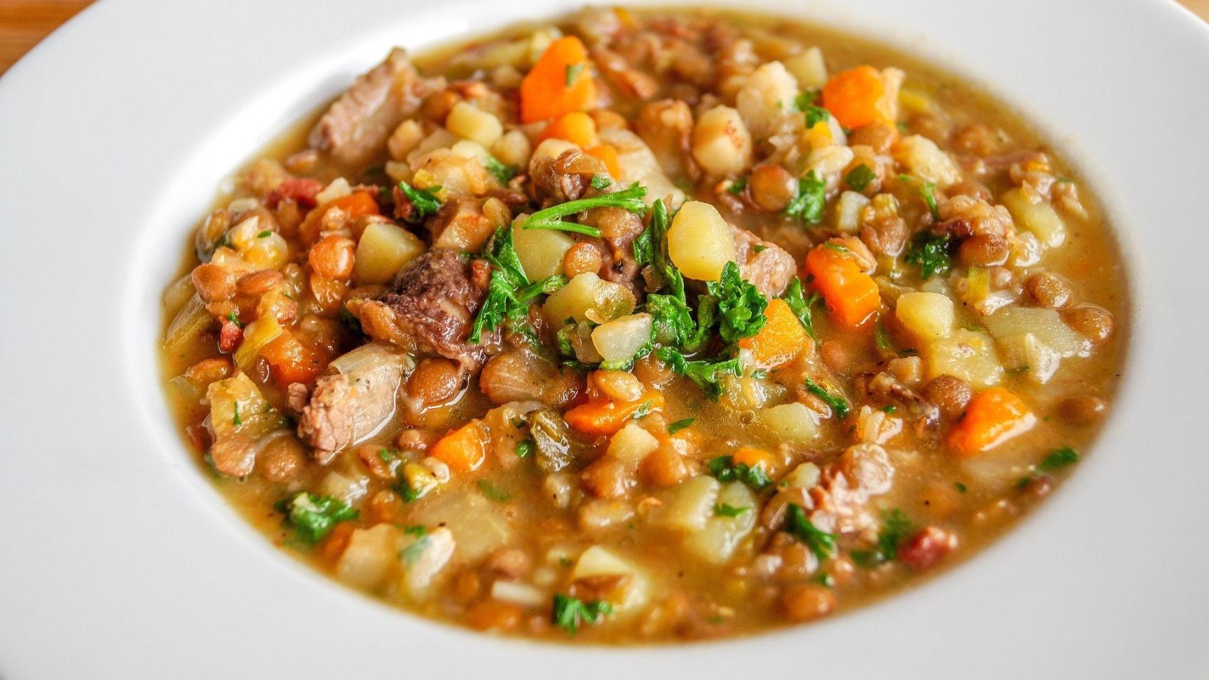 Un esplendoroso plato de lentejas.