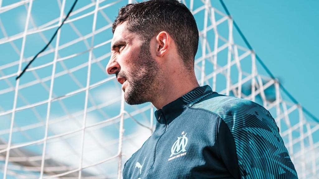 Álvaro González, en un entrenamiento del Marsella