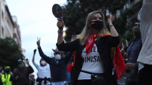 Imagen de una de las caceroladas en las calles de Madrid.