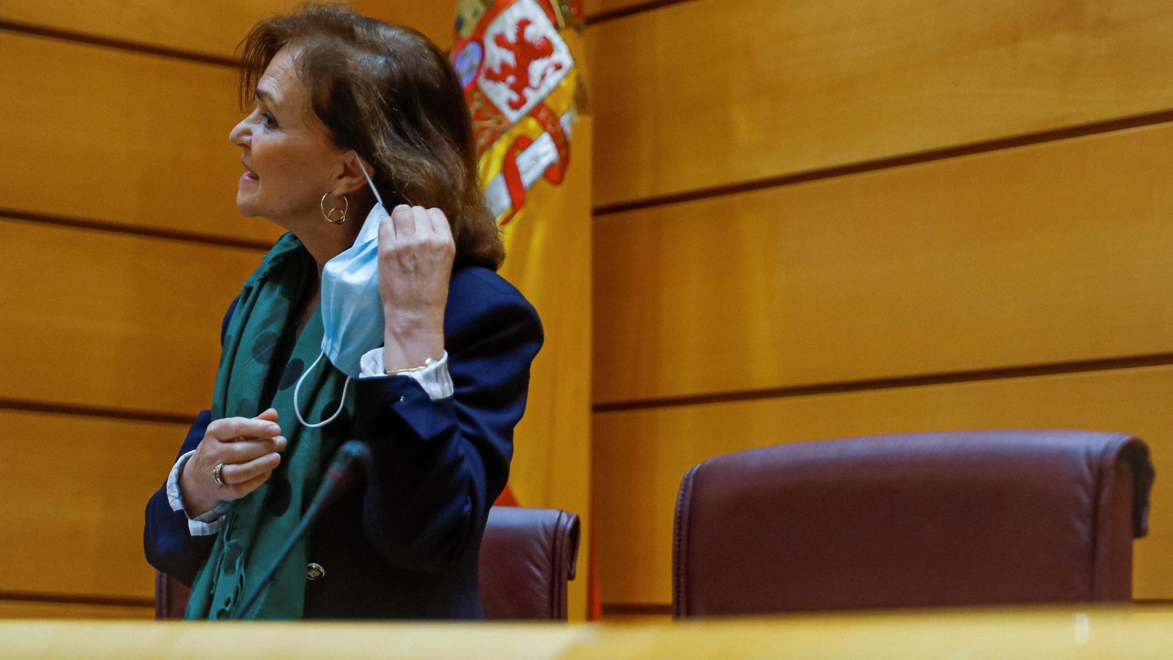 La vicepresidenta primera y ministra de la Presidencia, Relaciones con las Cortes y Memoria Democrática, Carmen Calvo.