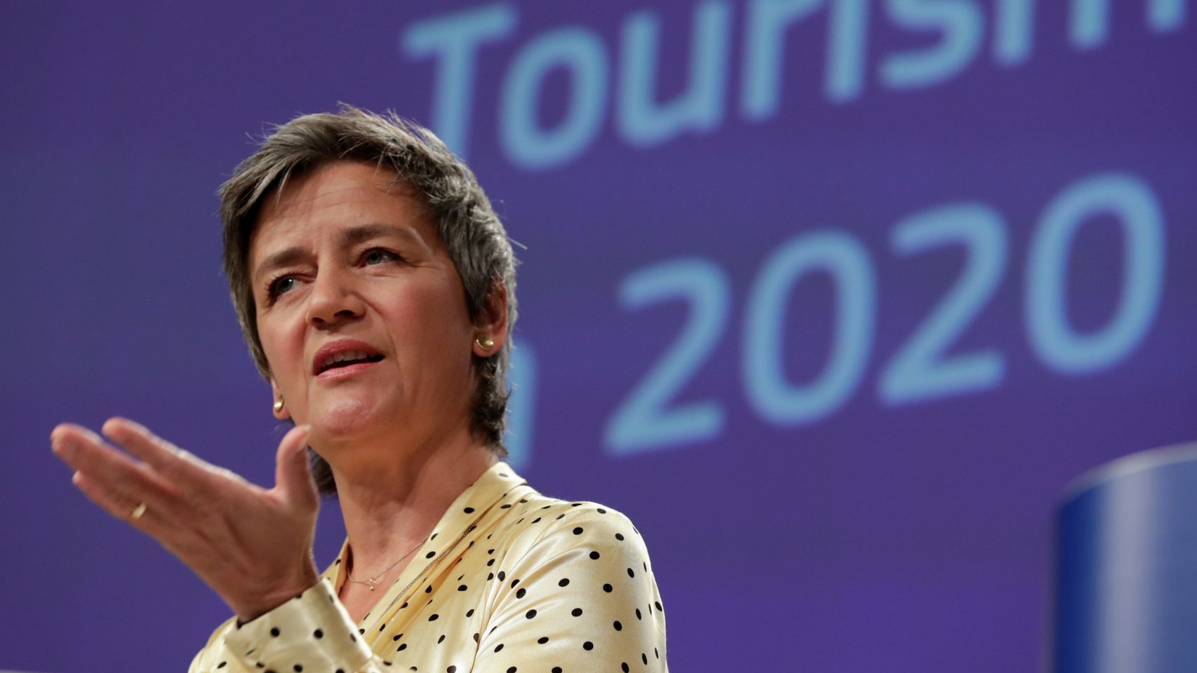 La vicepresidenta Margrethe Vestager, durante la rueda de prensa de este miércoles