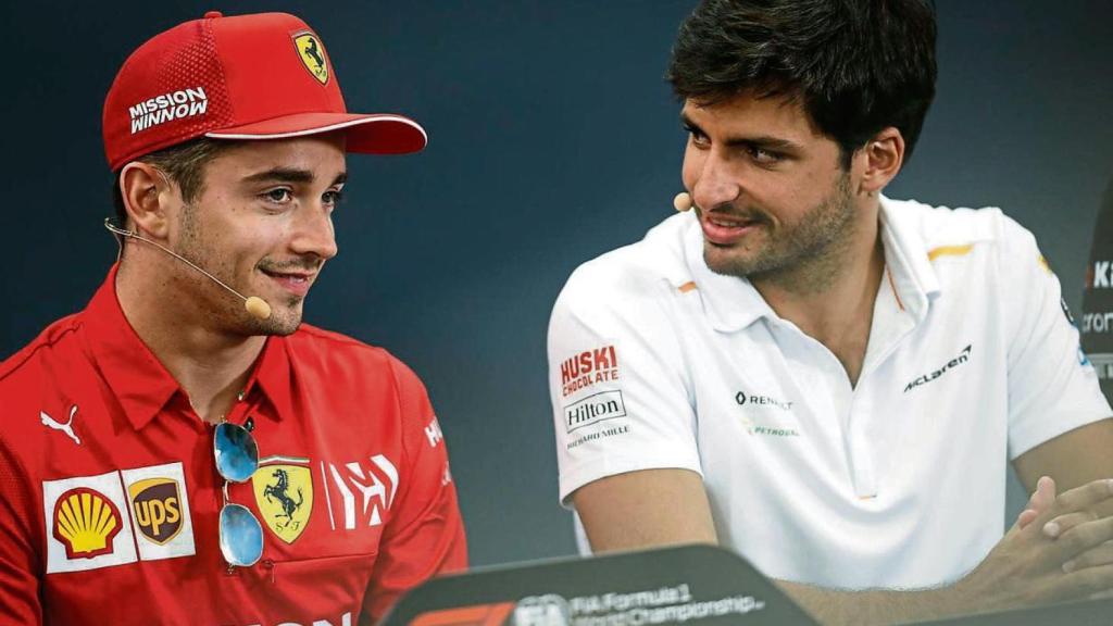 Charles Leclerc y Carlos Sainz, durante una rueda de prensa