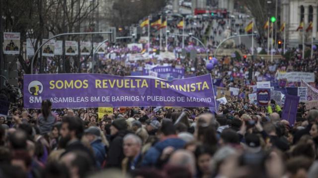 Manifestación por el Día de la Mujer el pasado 8 de marzo en el centro de Madrid.