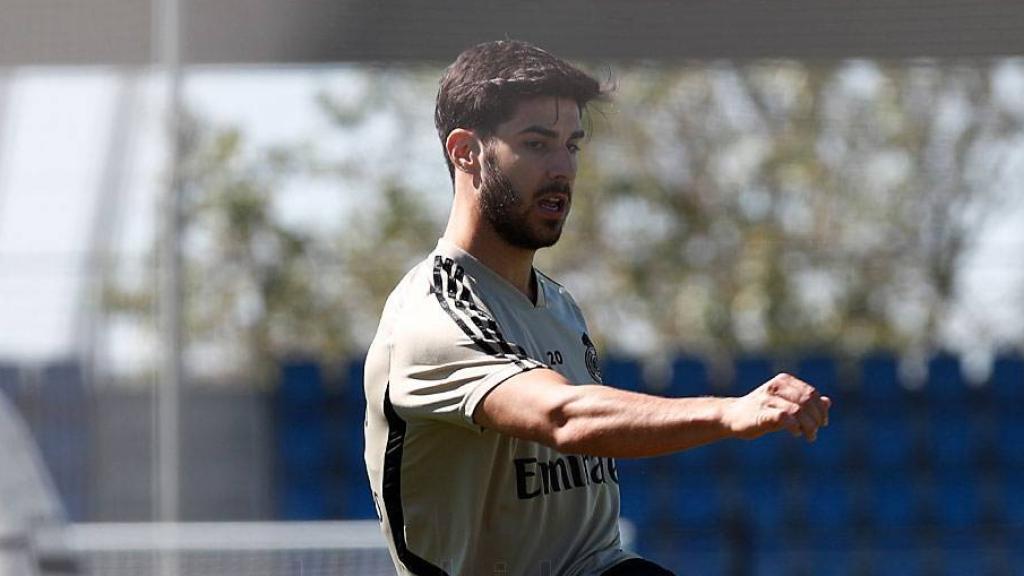 Marco Asensio, durante el primer entrenamiento en grupo