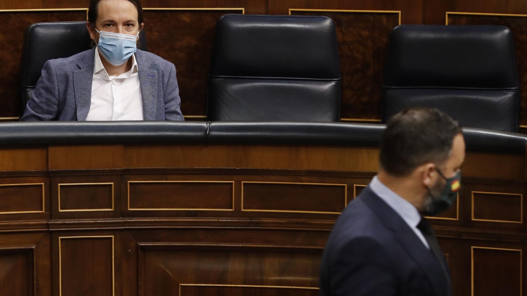 Santiago Abascal y Pablo Igleisias en el Congreso.