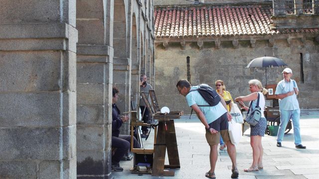 Turistas en Santiago de Compostela.
