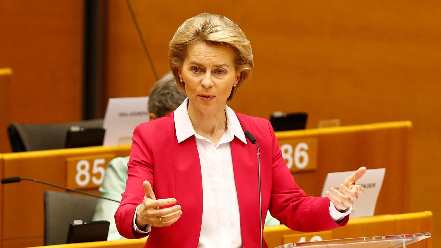 La presidenta Ursula von der Leyen, durante el pleno de la Eurocámara de este miércoles.